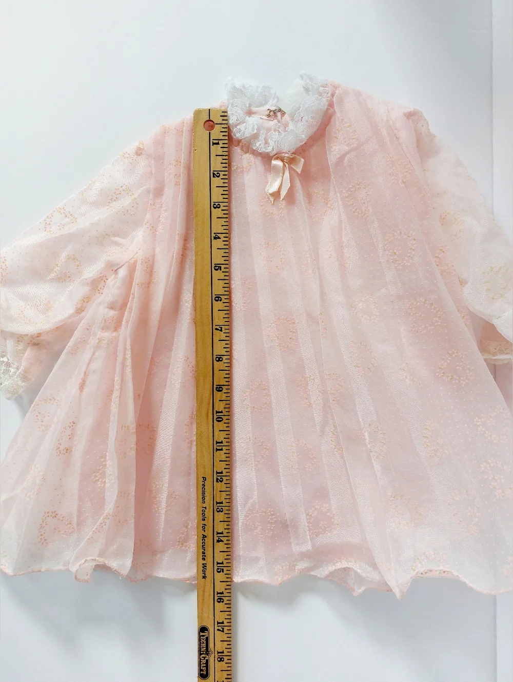 VTG Pink Sheer Pleated Heart Baby Dress 2T Fairycore Cottagecore Ethereal Dainty